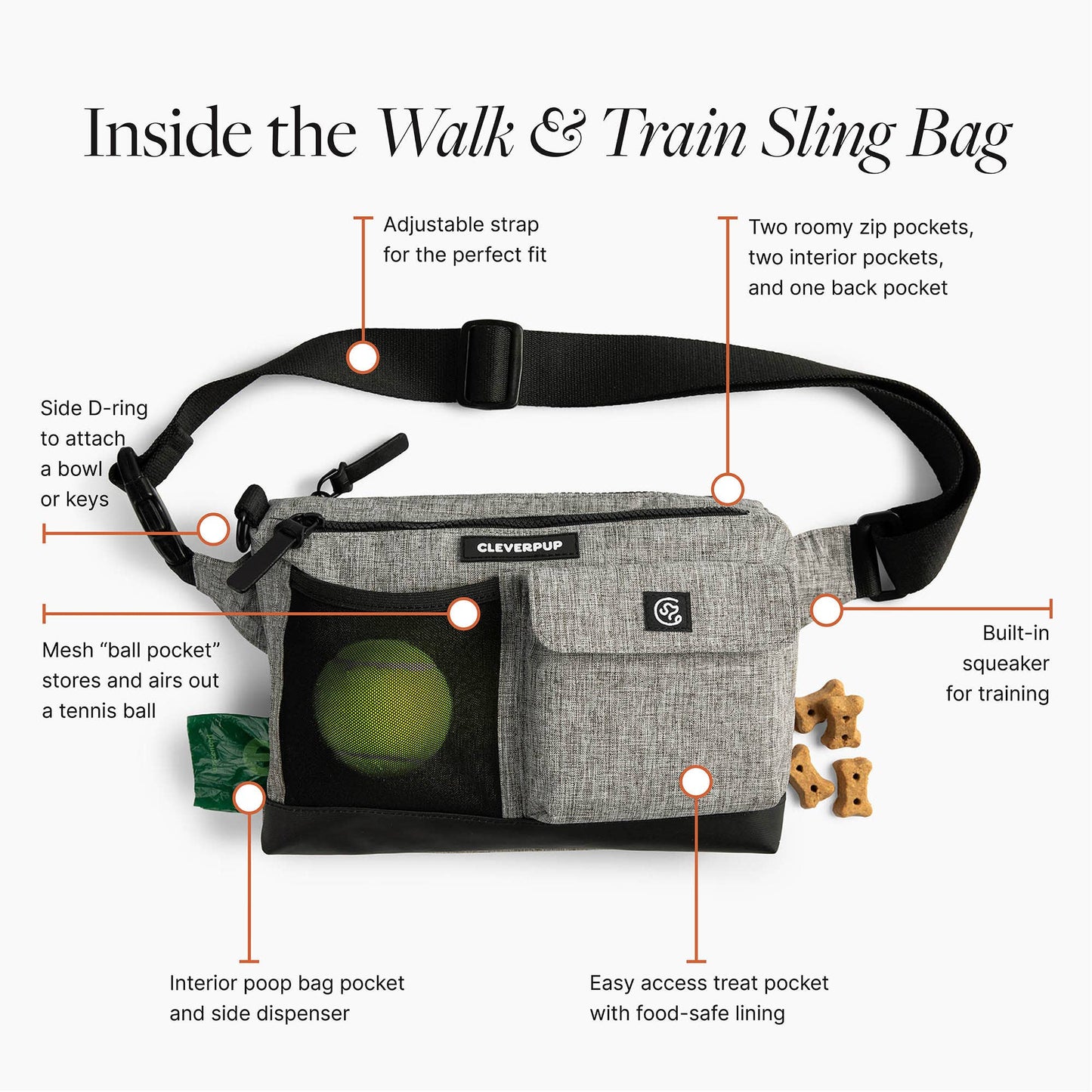 Dog Walk & Train Sling Bag: Graphite