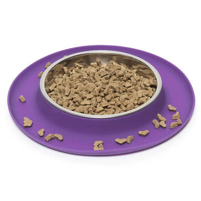 Single Silicone Cat Feeder with Stainless Steel Bowl: Purple