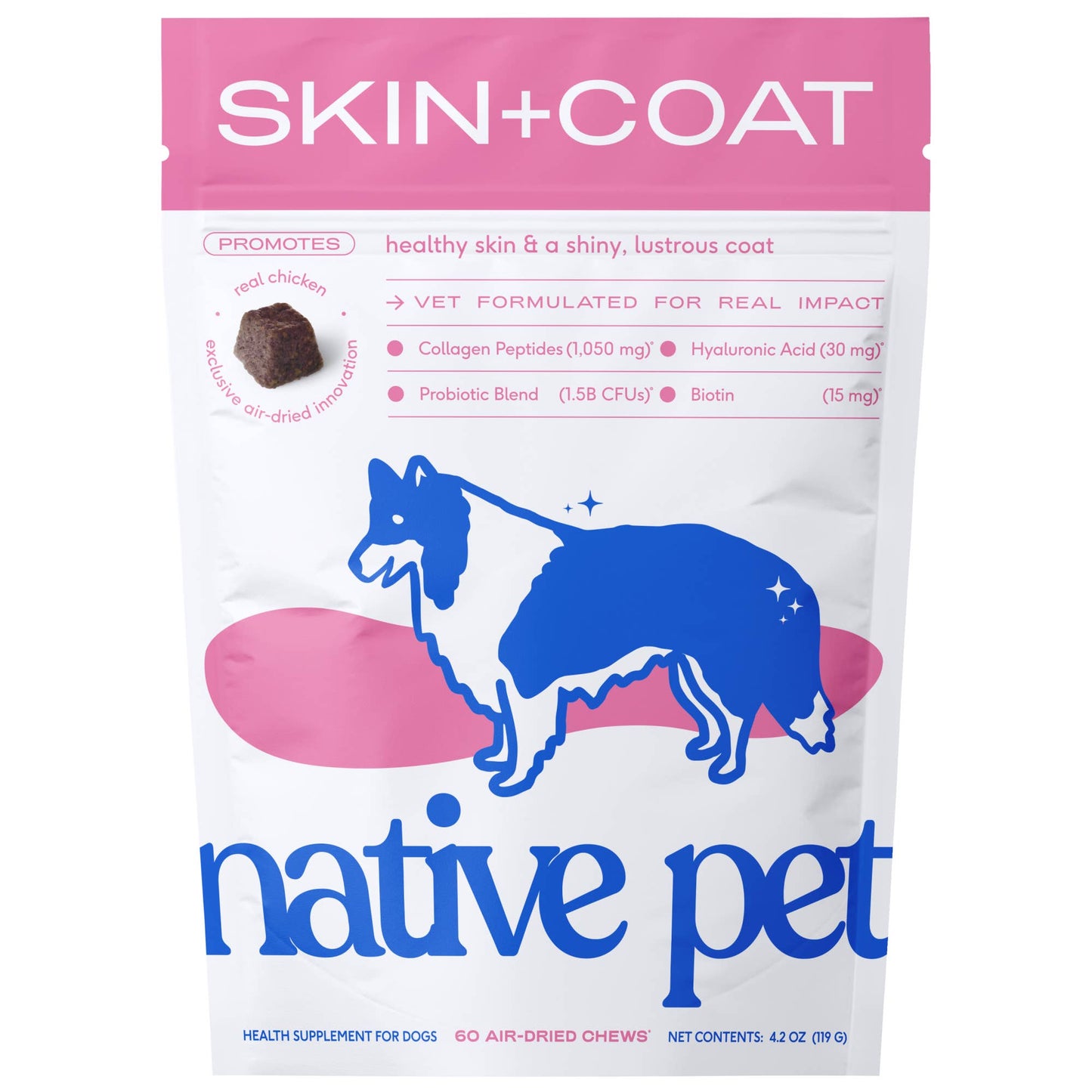 Native Pet Skin + Coat Chews, Skin & Coat Supplement for Dogs: 30ct