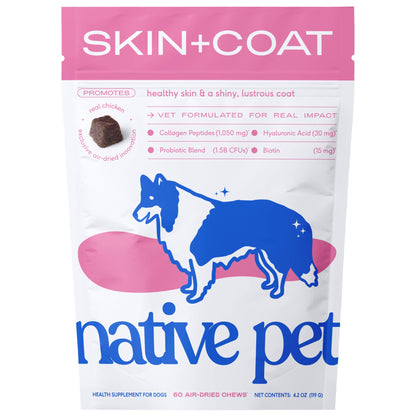 Native Pet Skin + Coat Chews, Skin & Coat Supplement for Dogs: 30ct