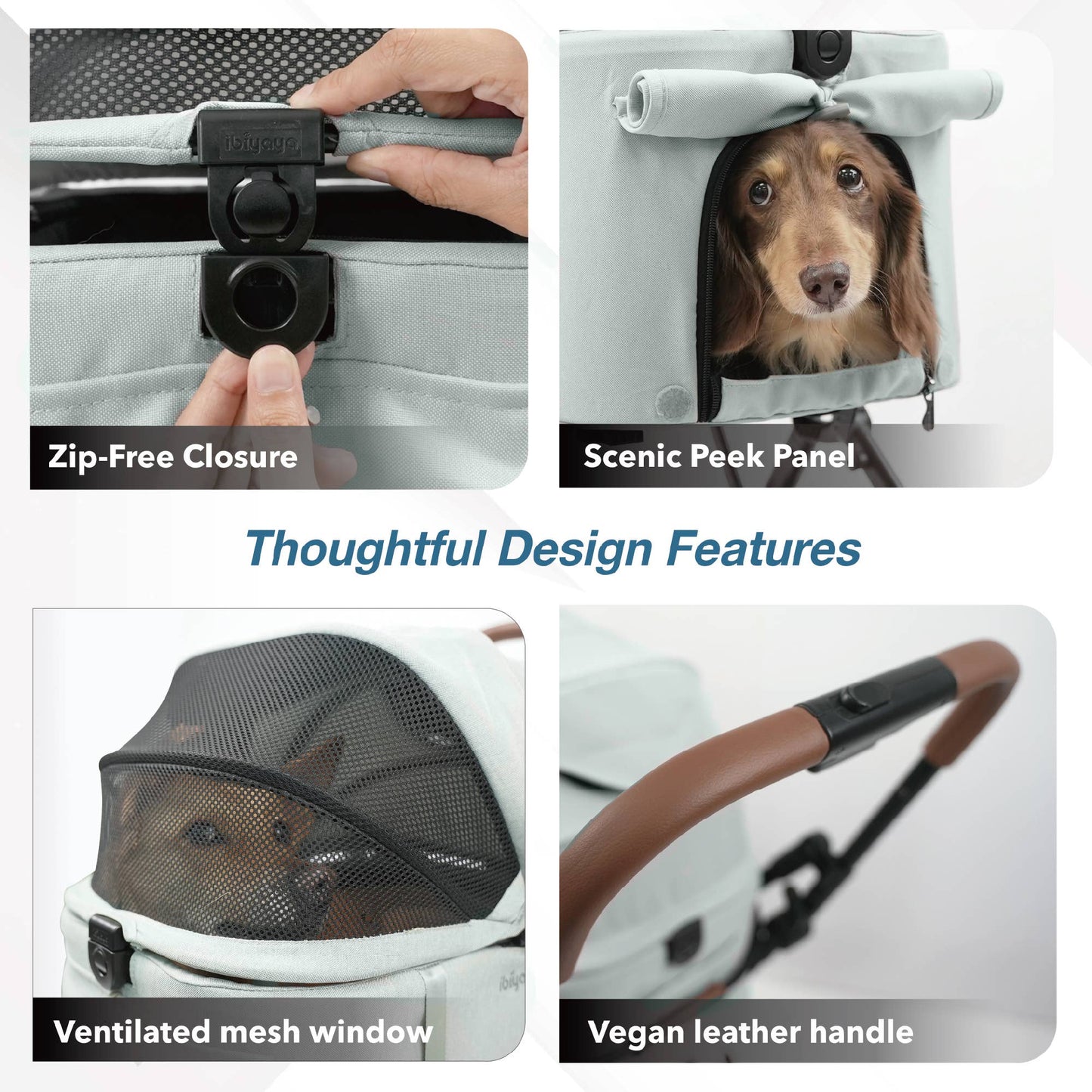 Small Detachable Pet Stroller: Silver Gray