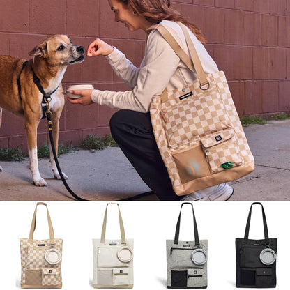 Park Pack Dog Gear Tote:Travel Bowl, Treat Pouch, Toy Pocket: Check