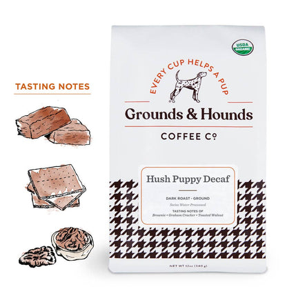 Hush Puppy Dark Roast Decaf Coffee: Ground