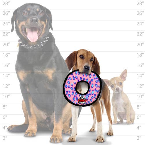 Tuffy Jr Ring - Pink Leopard, Durable, Squeaky Dog Toy