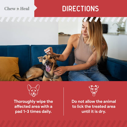Chew + Heal Antibacterial & Antifungal Medicated Wet Wipes for Dogs