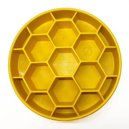 Honeycomb eBowl Enrichment Slow Feeder Bowl for Dogs: Yellow