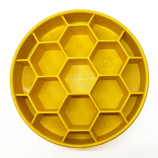 Honeycomb eBowl Enrichment Slow Feeder Bowl for Dogs: Yellow