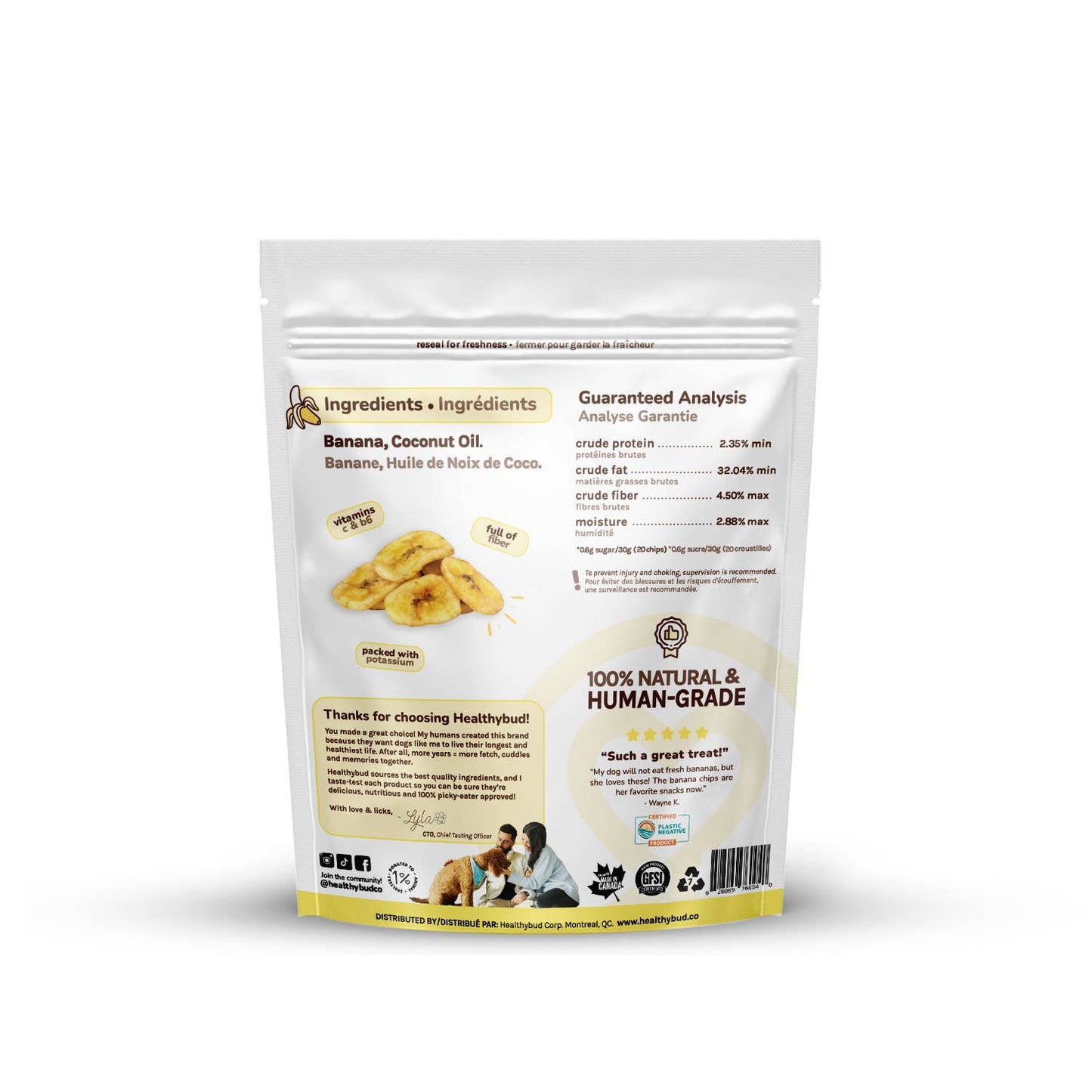 Healthybud's Single-Ingredient Banana Chip Dog Treats