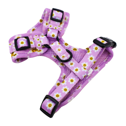 Lilac Smiley Flowers Dog Harness