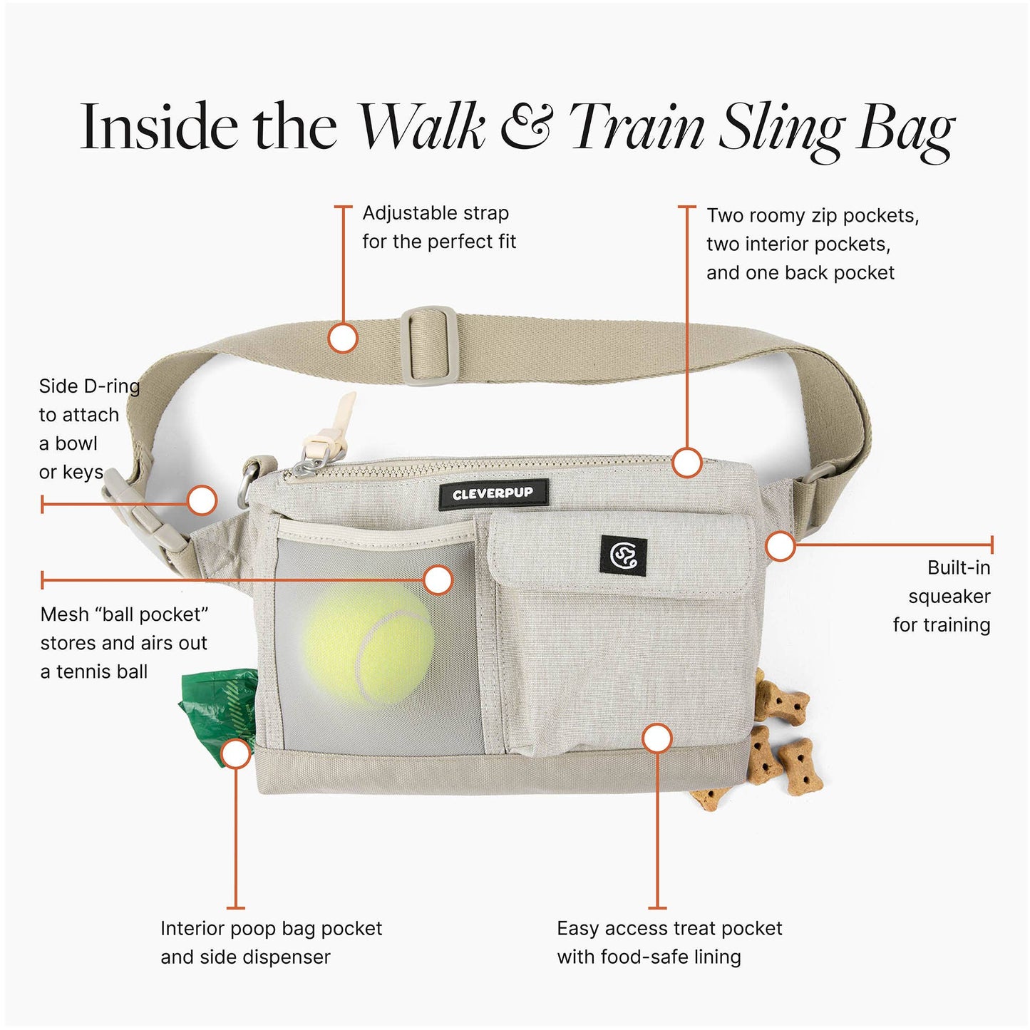 Dog Walk & Train Sling Bag: Graphite