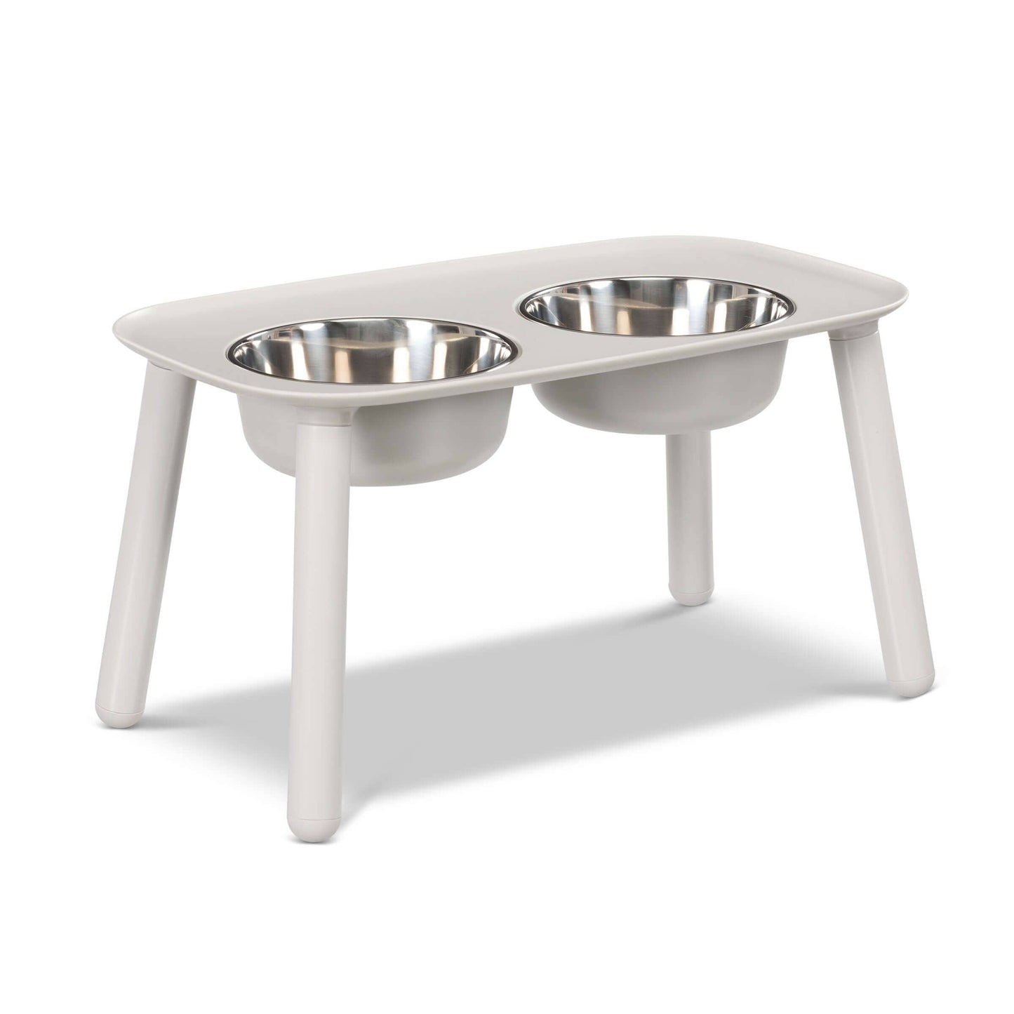 Messy Mutt Elevated Double Dog Feeder, Adjustable Height: Light Grey