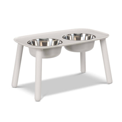 Messy Mutt Elevated Double Dog Feeder, Adjustable Height: Light Grey
