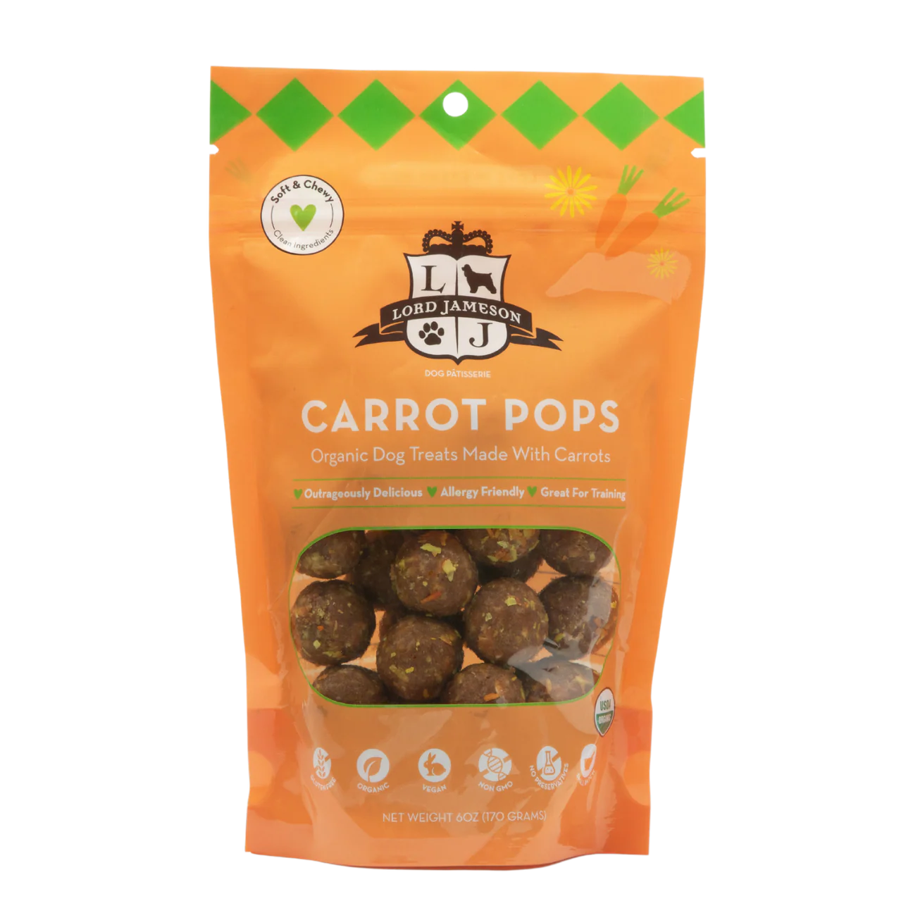 Lord Jameson Carrot Pops Organic Dog Treats