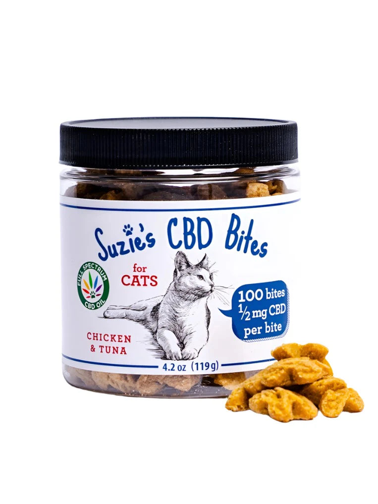 Suzie's CBD Bites for Cats - (0.5mg, 100 count) - 4.2oz Jar