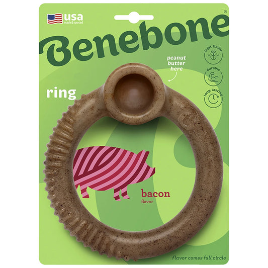 Benebone Ring Bacon Tough Dog Chew Toy
