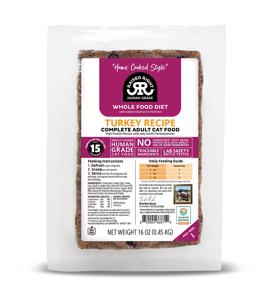 Raised Right Frozen Cat Food 16oz