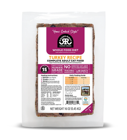 Raised Right Frozen Cat Food 16oz