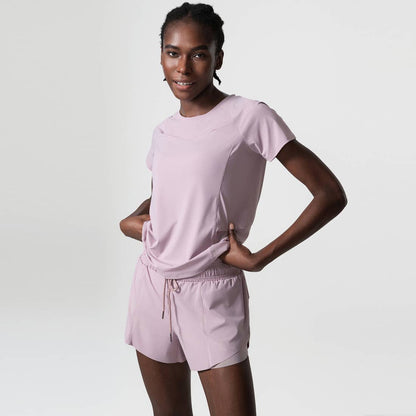 Loose Breathable Yoga Wear Sport Breathable T-Shirt: Pink
