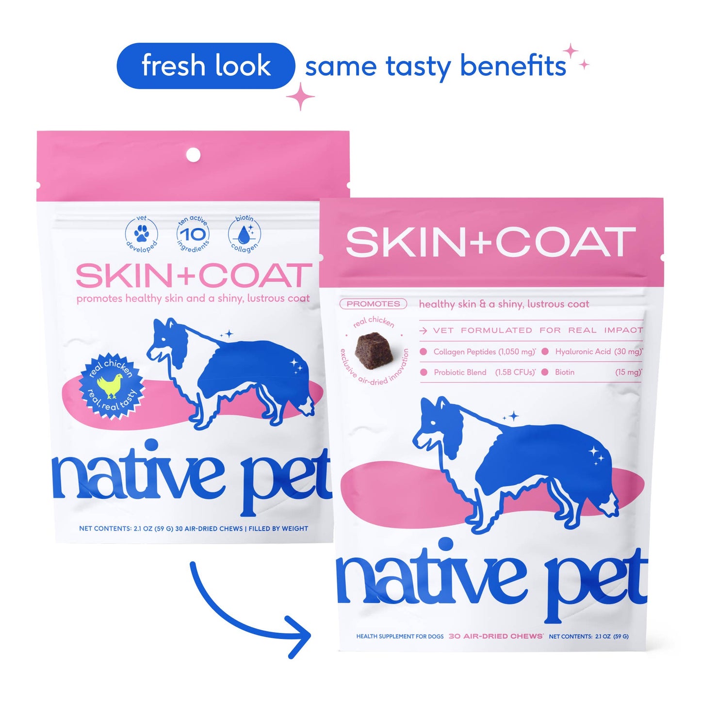 Native Pet Skin + Coat Chews, Skin & Coat Supplement for Dogs: 30ct
