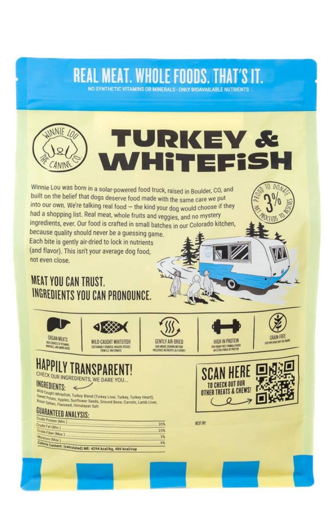 Winnie Lou Gently Air-Dried Dog Food - Turkey + Whitefish