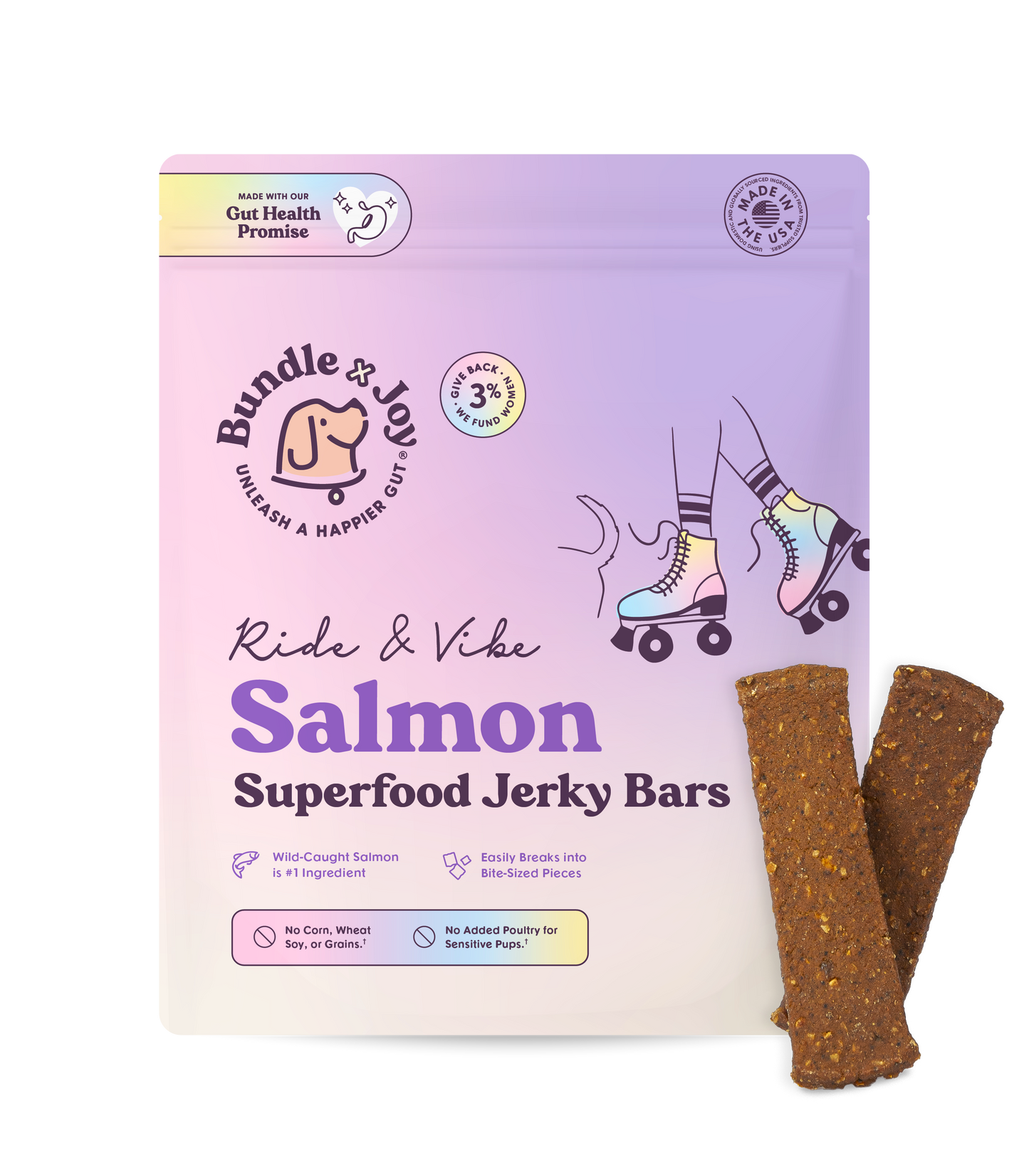 Ride & Vibe Wild-Caught Salmon Jerky Bars for Dogs 5oz