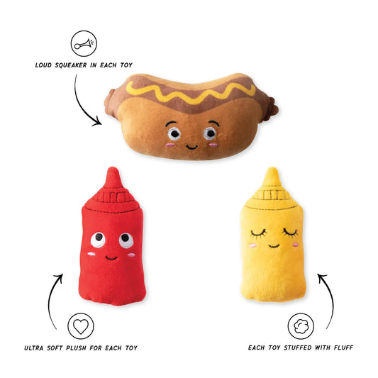 Wagsdale Let's Be Frank 3pc Small Dog Toy  Set