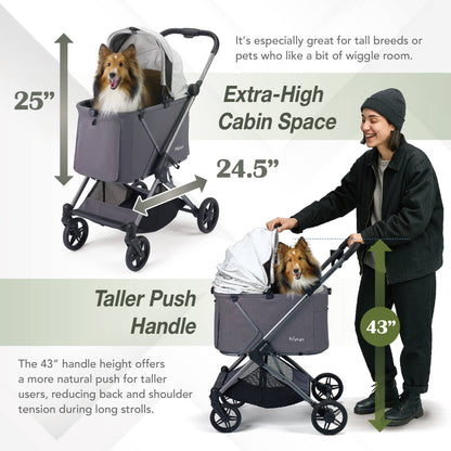 Ibiyaya Maxi Deep Pet Stroller: Twin Gray