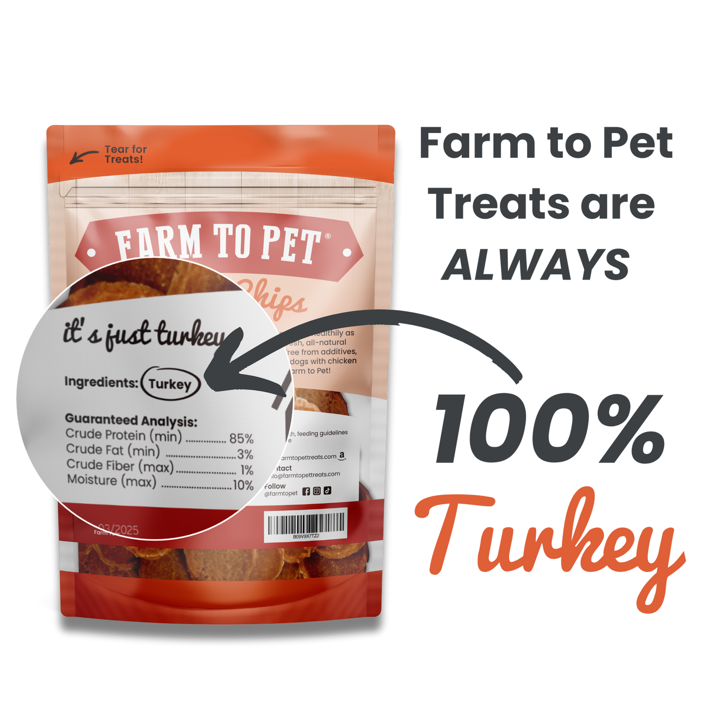 Turkey Chips Dog Treats: 4oz