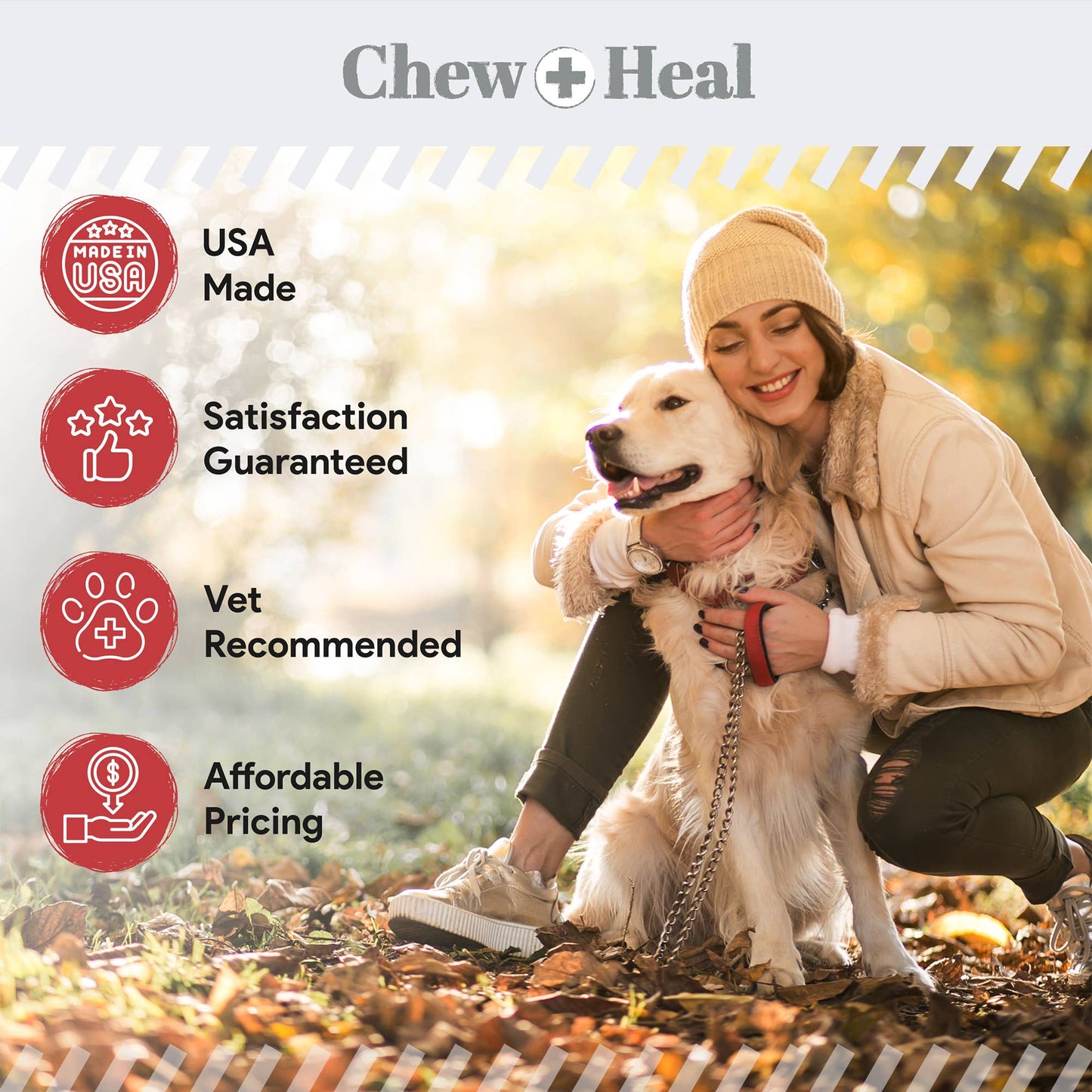 Chew + Heal Antibacterial & Antifungal Medicated Wet Wipes for Dogs