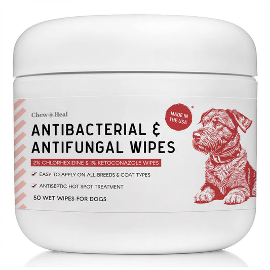 Chew + Heal Antibacterial & Antifungal Medicated Wet Wipes for Dogs