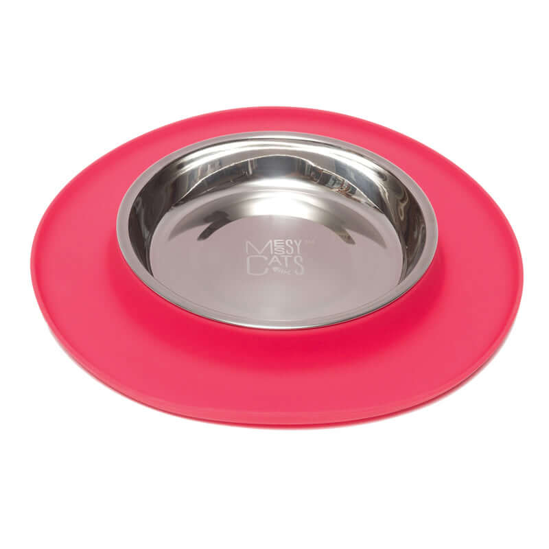 Single Silicone Cat Feeder with Stainless Steel Bowl: Warm Grey
