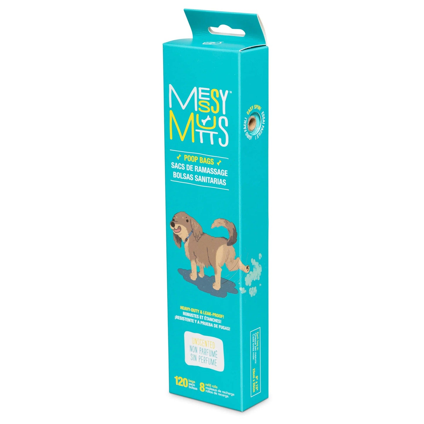 Messy Mutt Dog Poop Bags, 8 Refill Rolls, 120 Bag Count