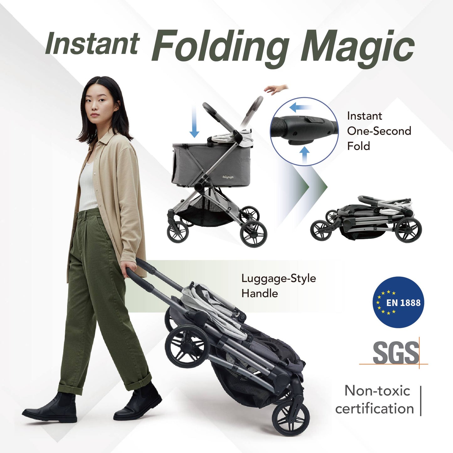 Ibiyaya Maxi Deep Pet Stroller: Twin Gray