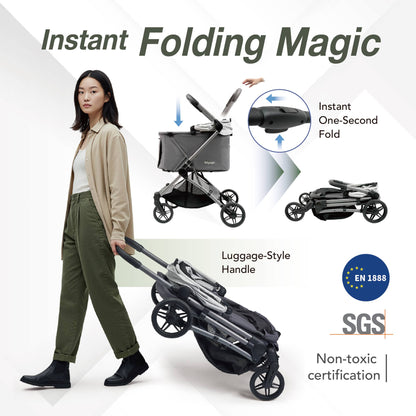 Ibiyaya Maxi Deep Pet Stroller: Twin Gray