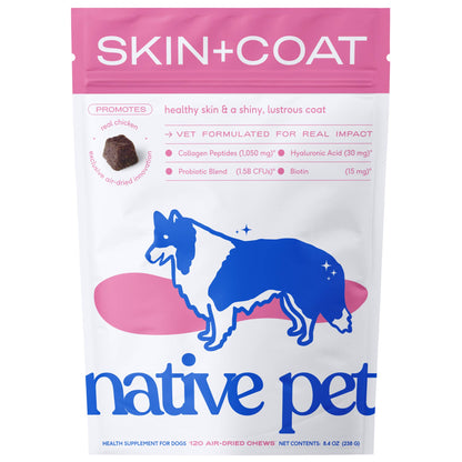 Native Pet Skin + Coat Chews, Skin & Coat Supplement for Dogs: 30ct