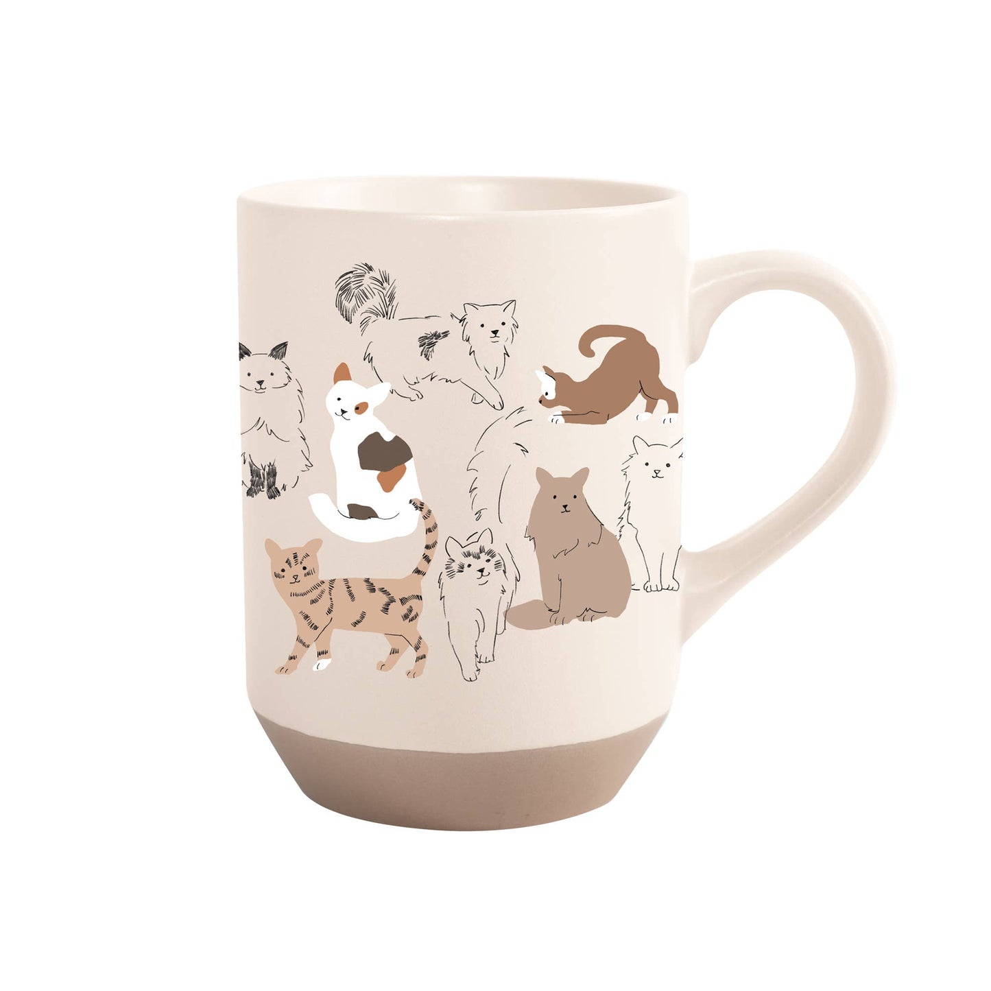 STONEWARE MUG PENCIL CATS