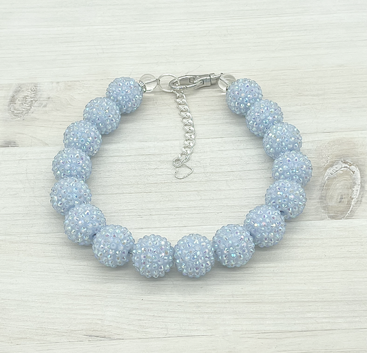 RHINESTONE BABY BLUE DOG NECKLACE