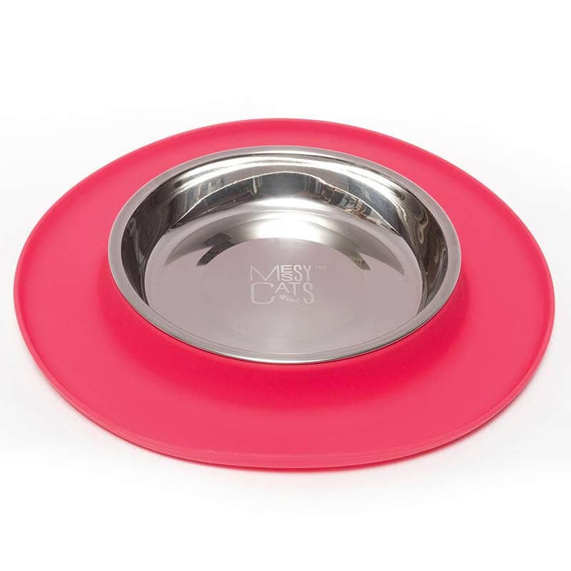 Single Silicone Cat Feeder with Stainless Steel Bowl: Warm Grey