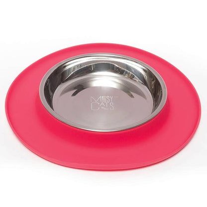 Single Silicone Cat Feeder with Stainless Steel Bowl: Warm Grey