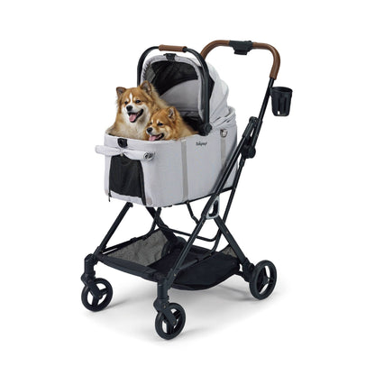 Small Detachable Pet Stroller: Silver Gray