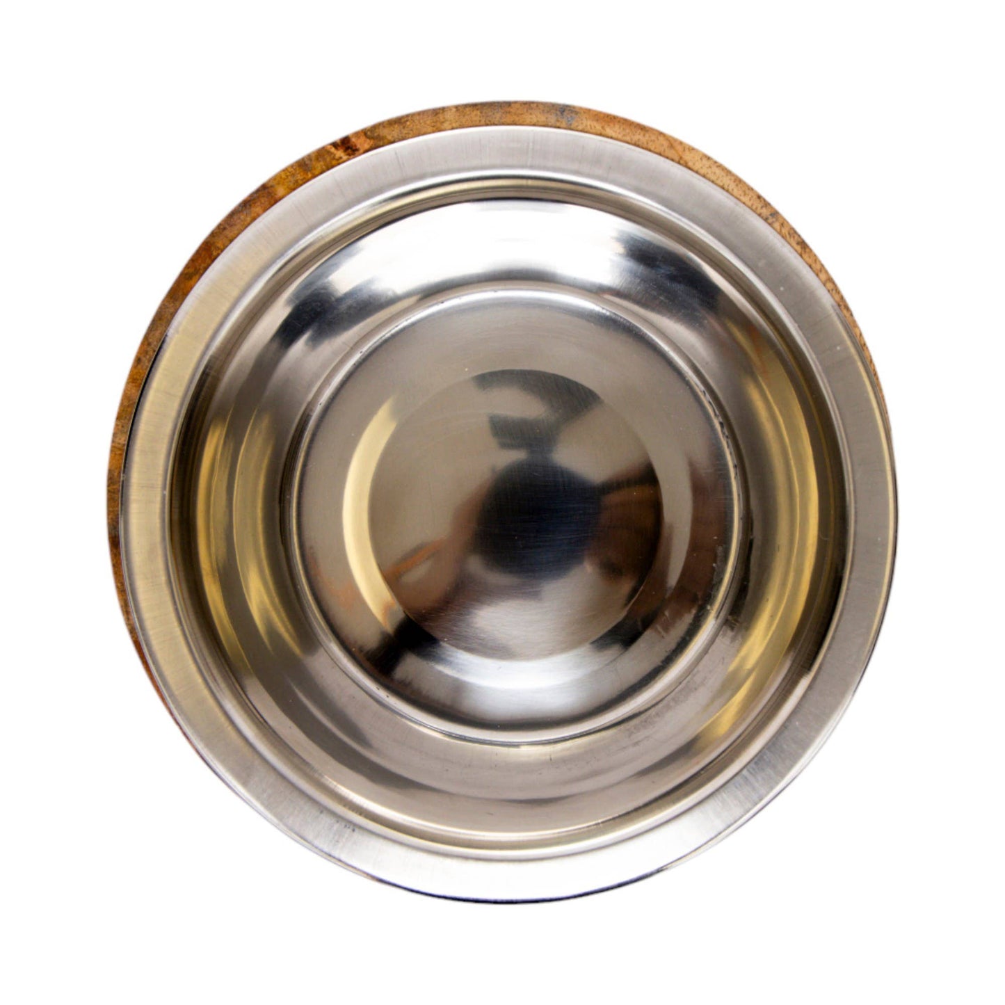 Stainless Steel Dog Bowl with Wood Holder: 1 Quart
