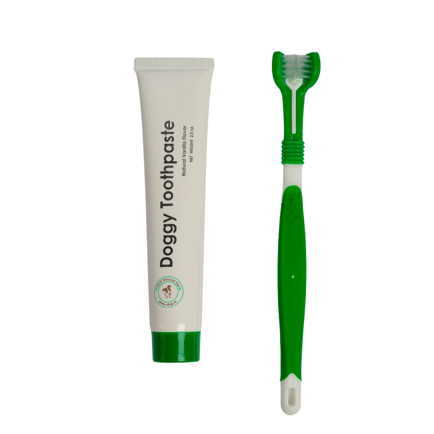 Triple Headed Dog Tooth Brush with Toothpaste - 2 Piece Kit