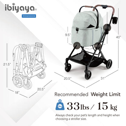 Small Detachable Pet Stroller: Silver Gray