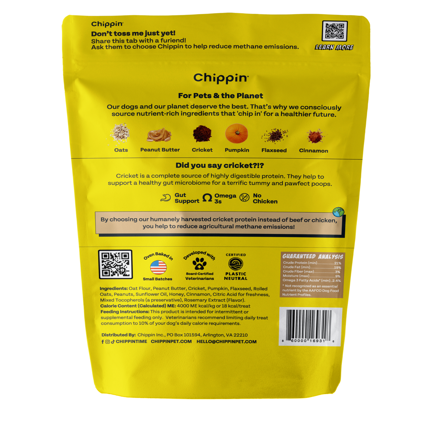 Chippin Superfood Gut-Health Peanut Butter Cricket Pumpkin Treats